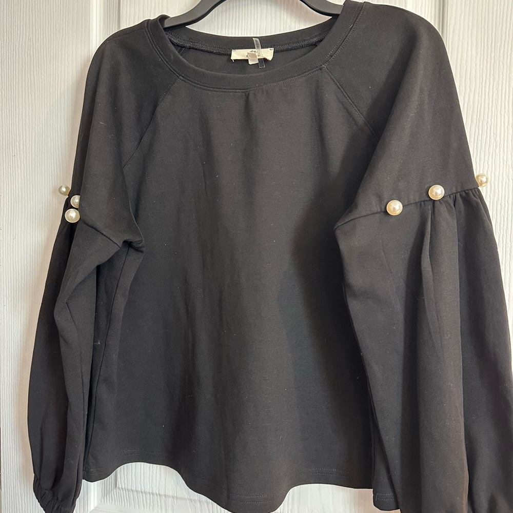 Entro Charcoal Sweatshirt with Pearl Embellishments